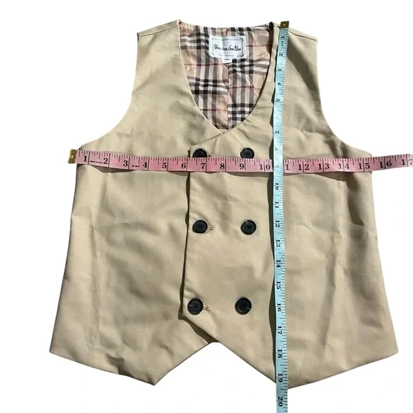 NWT! Kids Tan Vest with Checkered Lining Size 10 - Picture 3 of 4